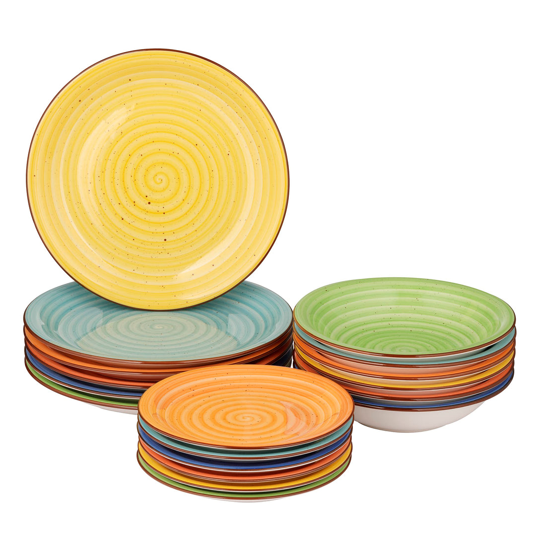 Baroni Home Teller-Set, 18 Teile aus Porzellan und Steingut, Tellerservice für 6 Personen, Bunte Tis