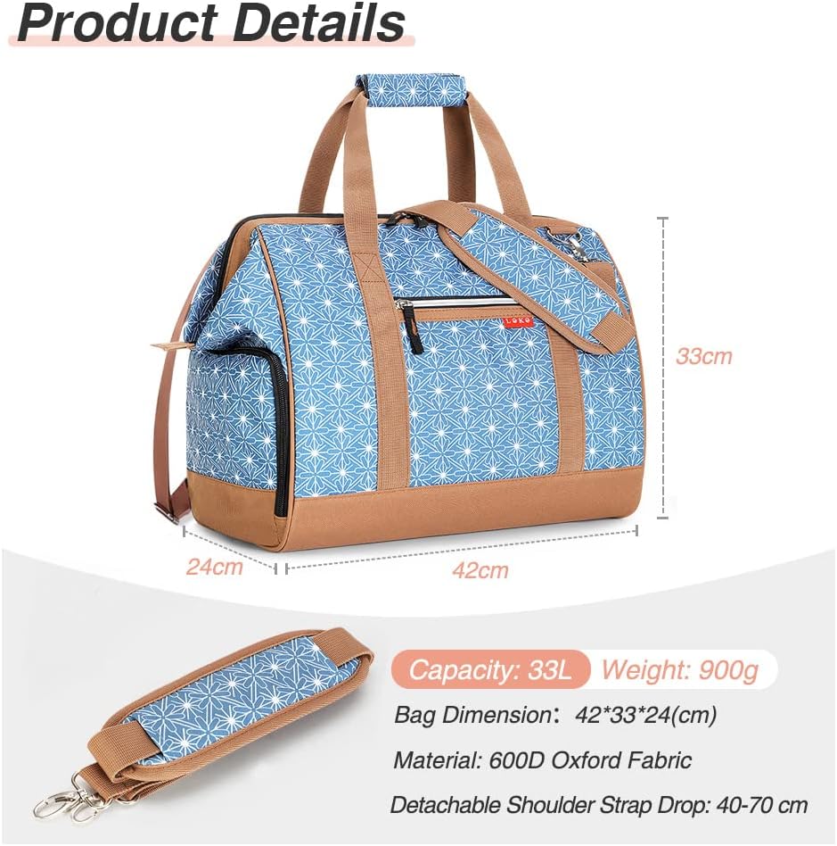 Lekesky Kleine Reisetasche Weekender Damen, Sporttasche mit Schuhfach, Grosses Öffnungsdesign, 33L f