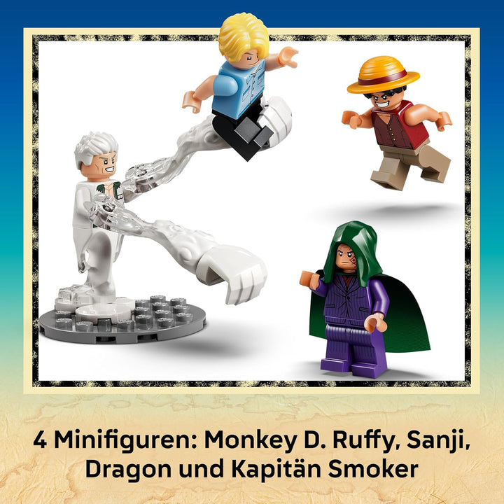 LEGO ONE PIECE Showdown mit Kapitän Smoker - Interaktives Spielzeug mit 4 Minifiguren inkl. Monkey D