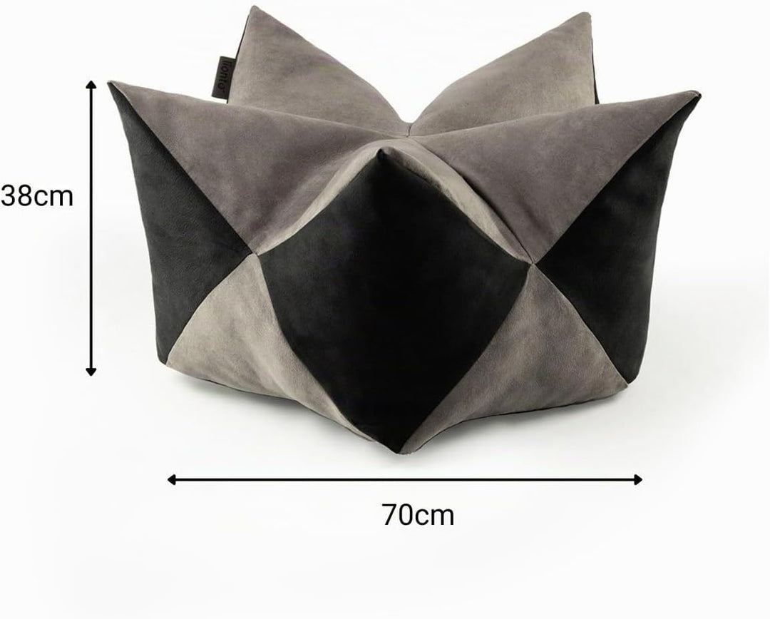 lionto Kronenkissen Sternenkissen Hundebett Katzenbett Haustierkissen, 70x38 cm grau/schwarz Grau/Sc