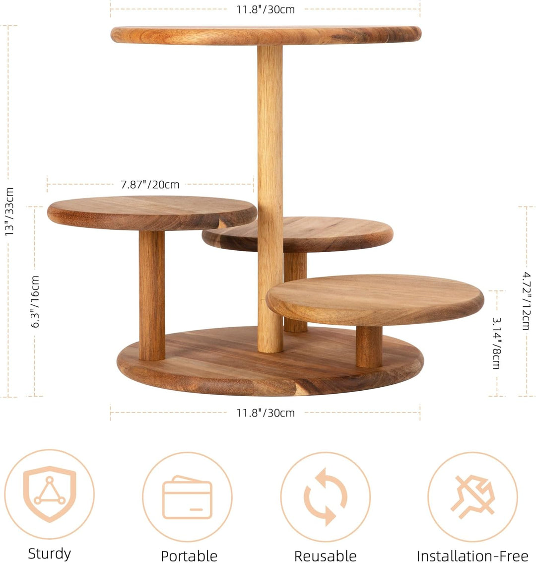 Etagere Tortenständer/Cupcake Ständer aus Holz 4 Etagen | Desser Halter Turm Serviertablett mit mehr