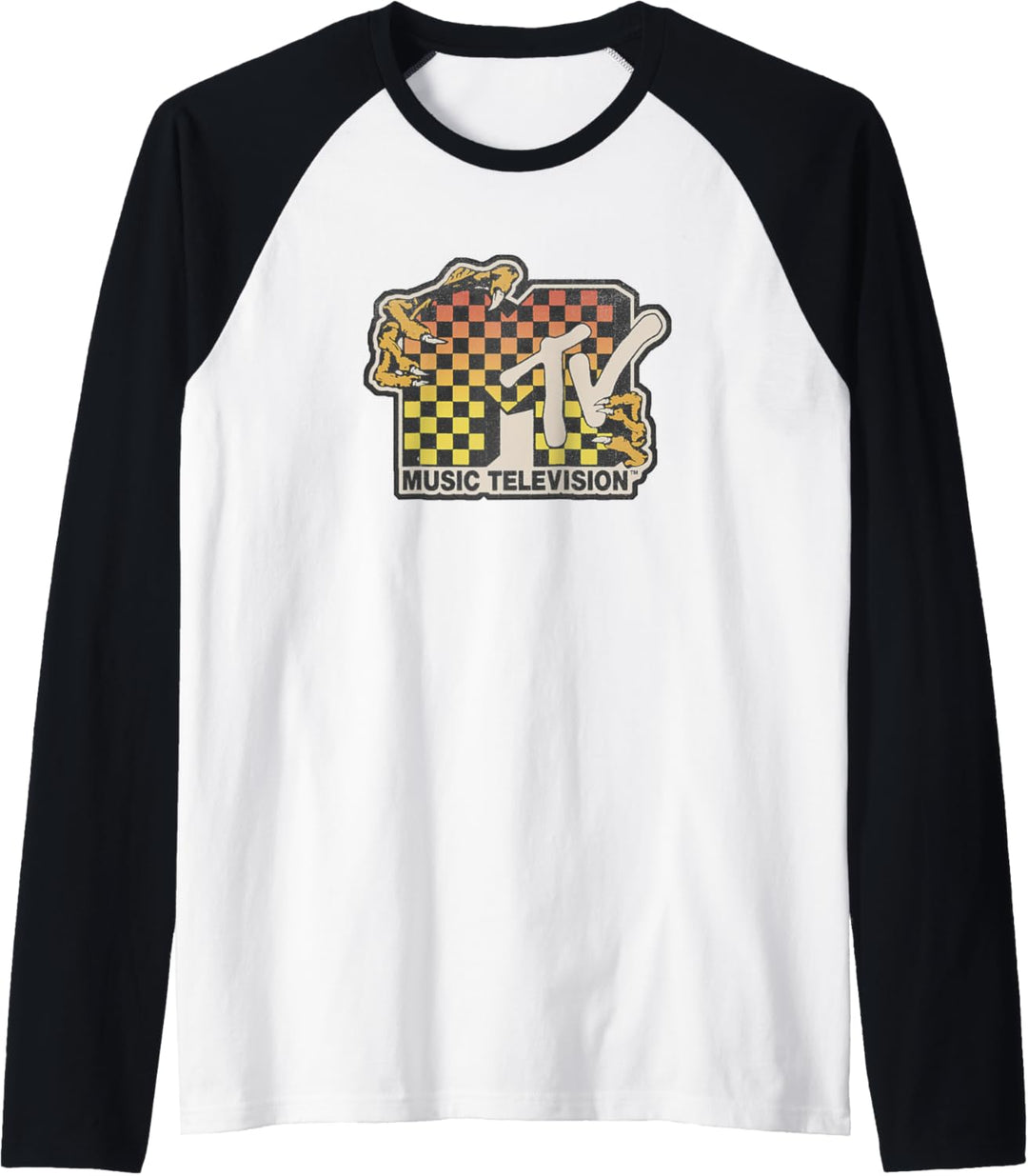 MTV Ombre Checkered Monster Logo Raglan