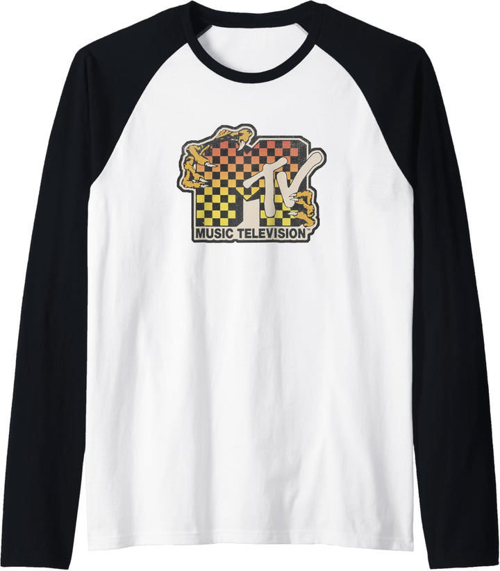 MTV Ombre Checkered Monster Logo Raglan