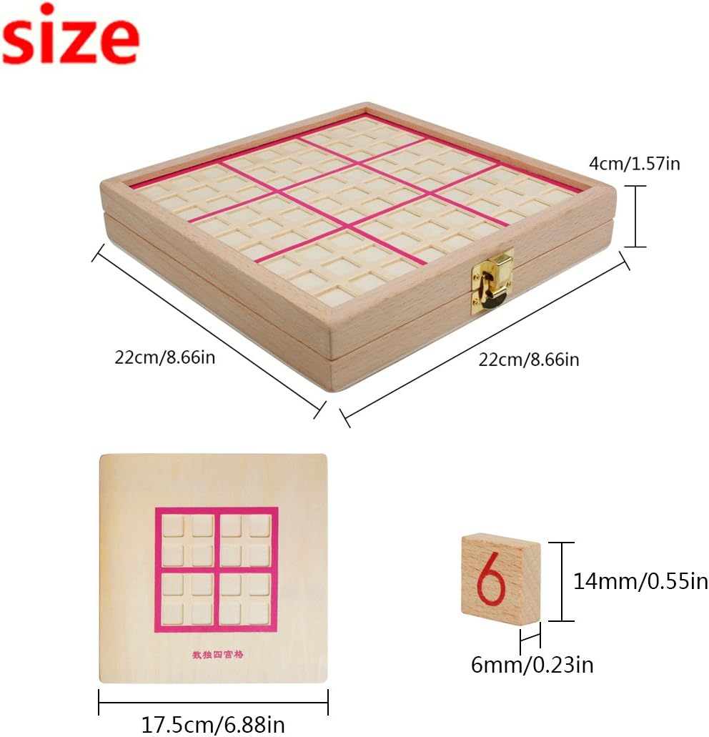 Andux Zone Sudoku Brett Kasten 3-in-1 hölzerne Zahl Platz Spielzeug SD-03 (Rosa), Rosa