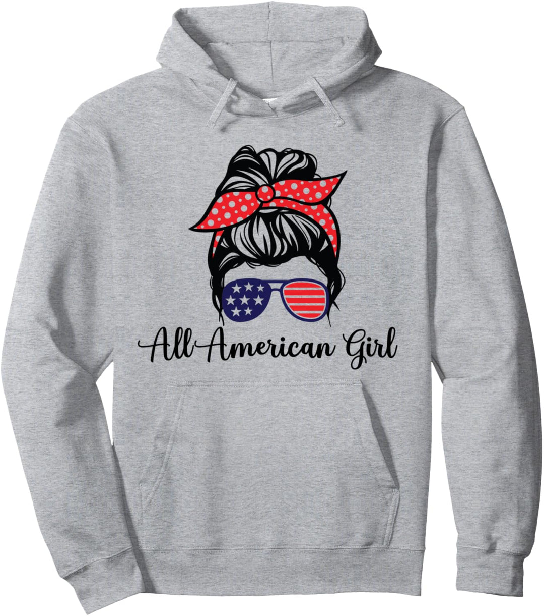 Alle Amerikanisches Mädchen 4. Juli USA Flagge Sonnenbrille Pullover Hoodie