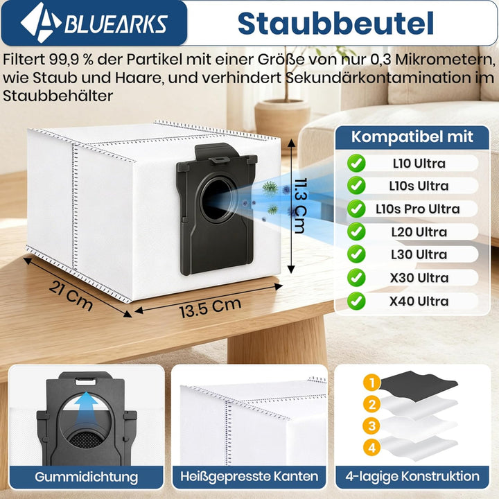 Bluearks 21 Stück Zubehör für Dreame L10s Pro Ultra Heat/X30 Ultra Saugroboter, Bestehend Aus 1 Haup