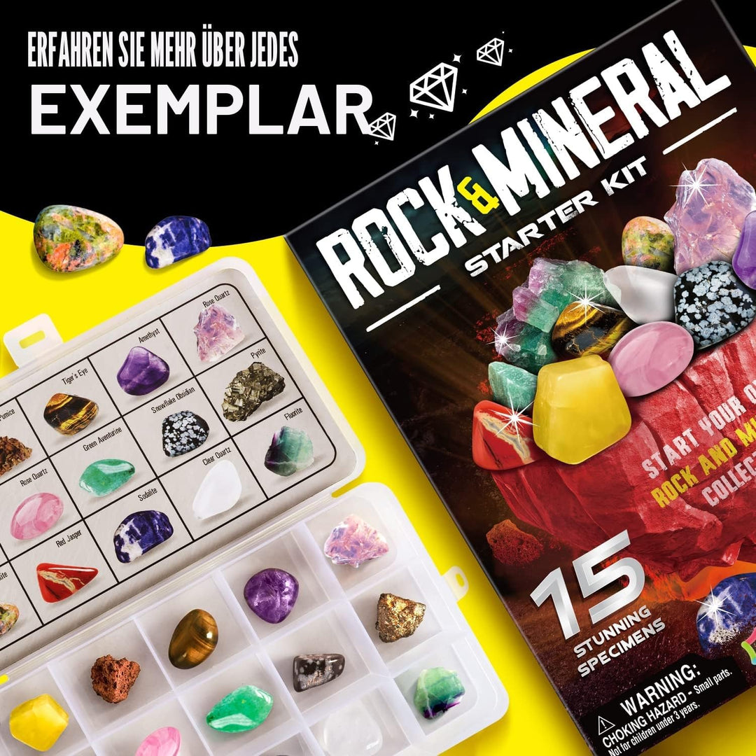 Edelsteinsammlung für Kinder - Mit 15 Gross Edelsteine und Aufbewahrungsbox mit Deckel - Mineralien