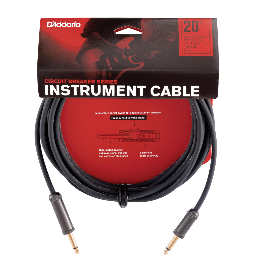 Planet Waves PW-AG-20 Custom Series Cables 6,1m (20 Fuss) schwarz 20 Fuss Momentary Straight, 20 Fus