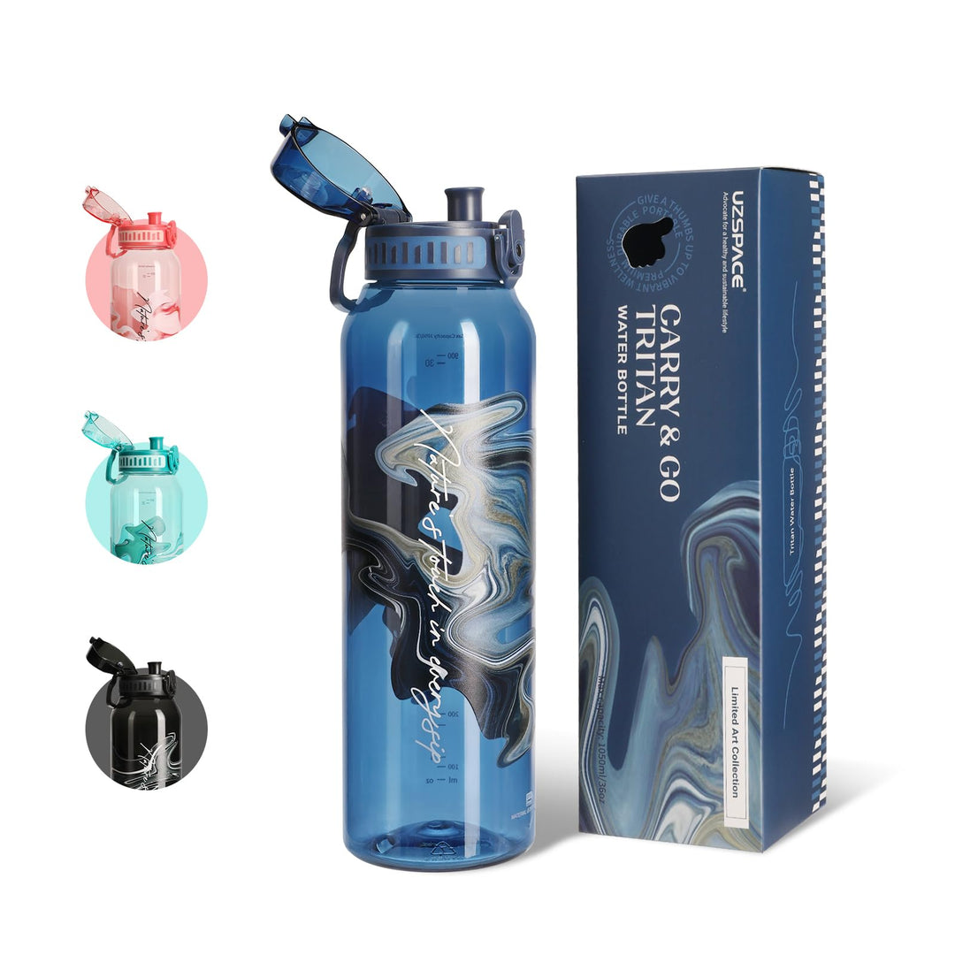 UZSPACE Trinkflasche Sport 1L, Tritan Bpa-Frei Trinkflasche Auslaufsicher mit Einhandbedienung, Kohl