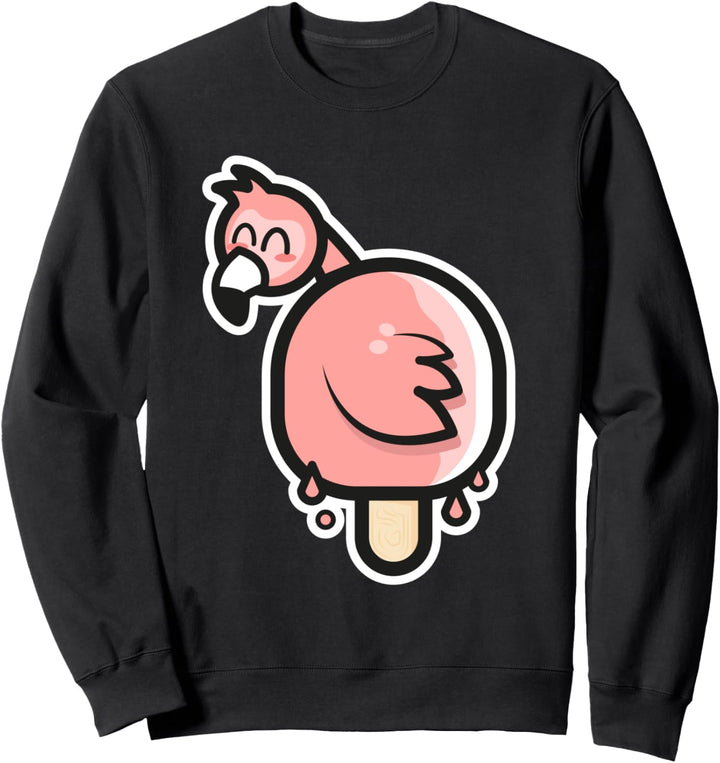 Niedliches Kawaii Style Pink Flamingo Eis am Stiel Sweatshirt