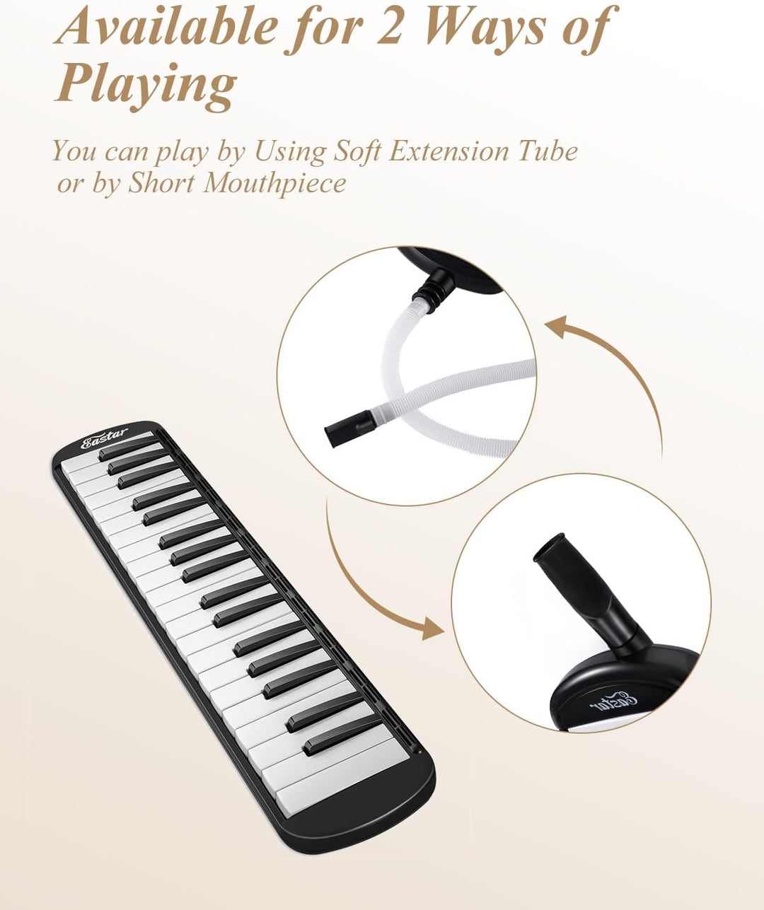 Eastar Melodica mit 37 Tasten, Blasinstrument mit Mundstück, Blas-Piano-Keyboard, inklusive Tragetas