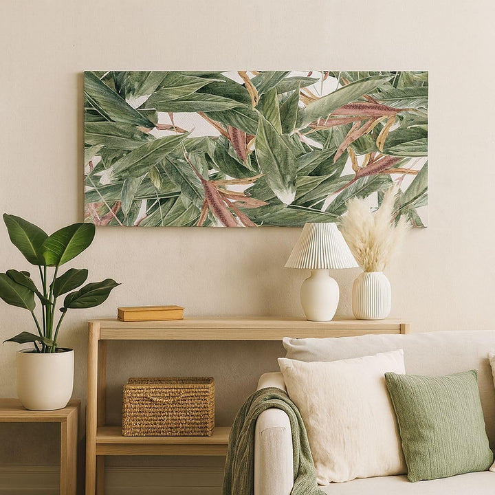 Wandbilder Dekoration Wohnzimmer Pflanze Blatt Blume Panorama Bilder auf Leinwand 120x50cm Leinwandb