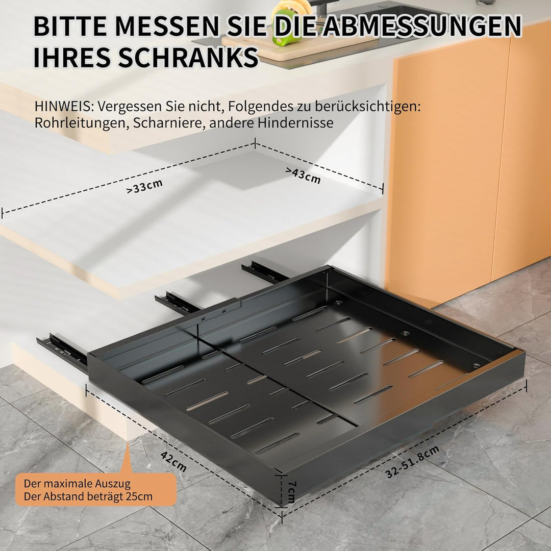 WIMEORS 2 Stück Ausziehbarer Schrank-Organizer, erweiterbar (32 cm - 51,8 cm),Teleskopschublademit S