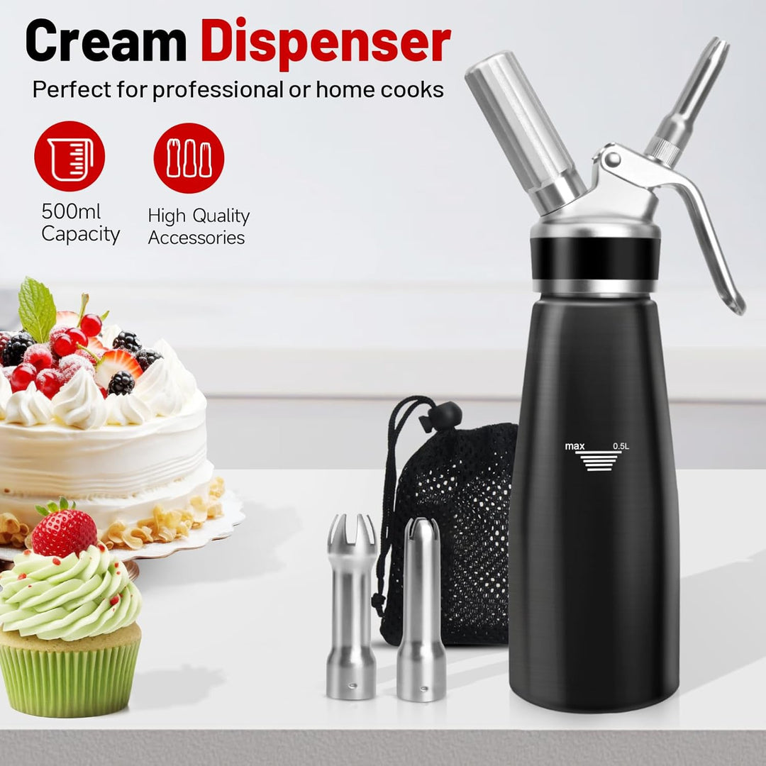 ColCospie Sahnespender Geschenke,Sahnesyphon Aluminium 500ml für Schlagsahne,Cremes,Desserts und Sos