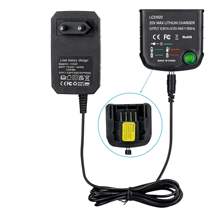 18V/20V Ladegerät Kompatibel mit Black & Decker 18V Ladegerät für Black und Decker Akku Lithium-Ione