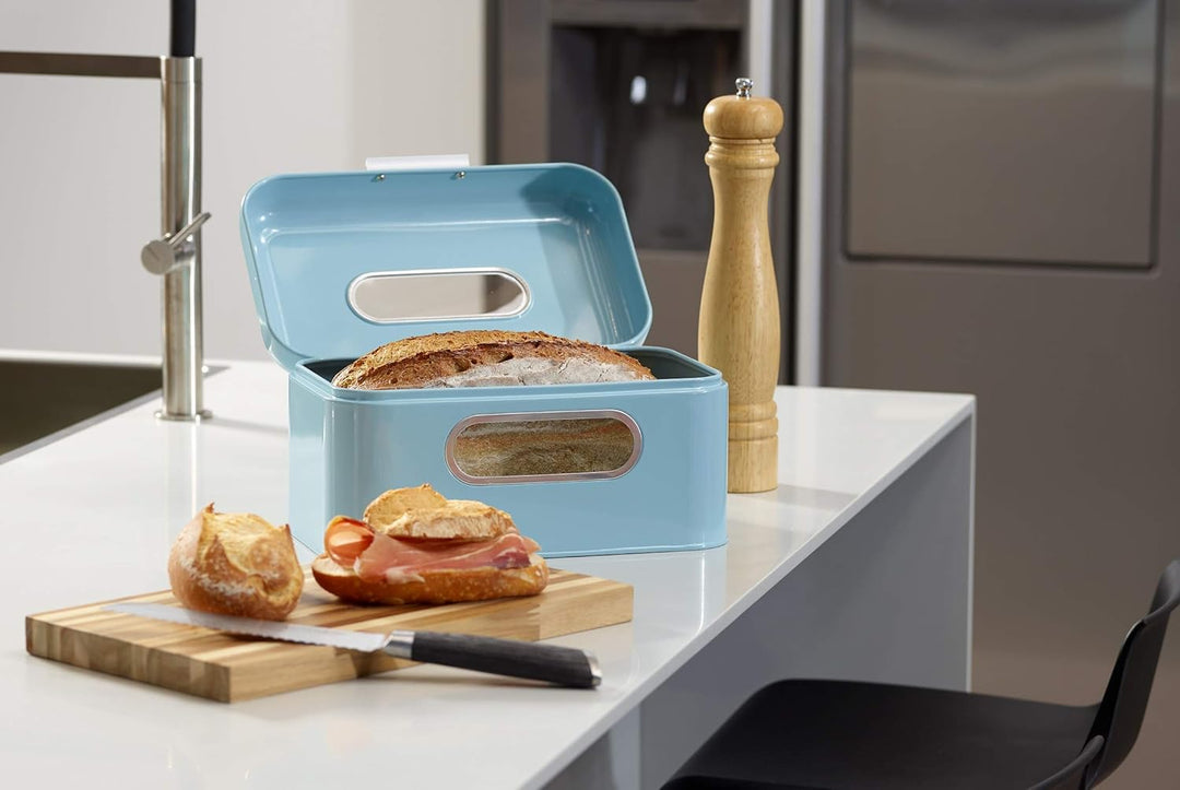 ECHTWERK Brotkasten, Brotbox, aus Metall, "smal",hellblau, 30 x 20 x 16,5 cm Hellblau S Single, Hell