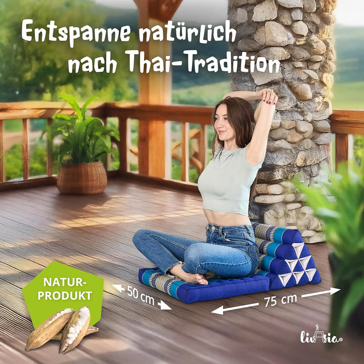 livasia Thaikissen mit 1 Auflage, Dreieckskissen mit Sitzkissen, Keilkissen mit Kapok, Rückenkissen