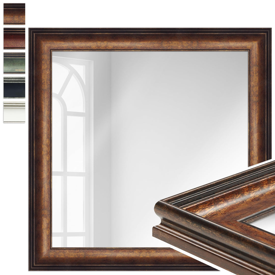 WANDStyle Spiegel Barock und Antik Stil I Aussenmass ca. 60 x 60 cm I Farbe Bronze I bronzener Wands