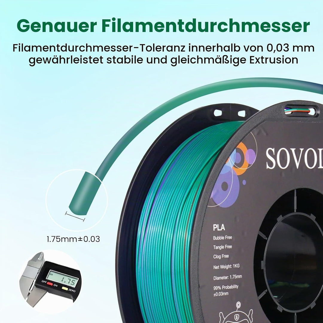 Sovol Tri Color Silk PLA Filament 1.75mm, 3D Drucker Silk Filament 1kg (2.2LBS), Seiden Bronze/Lila/
