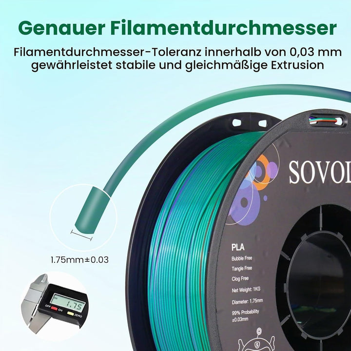 Sovol Tri Color Silk PLA Filament 1.75mm, 3D Drucker Silk Filament 1kg (2.2LBS), Seiden Bronze/Lila/