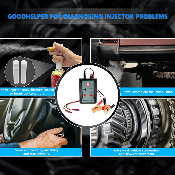 ZKTOOL Automotive Einspritzdüsen-Tester, 2 Düsenreinigungsadapter, 8 Impulsmodi, 12 V/5 V Ausgangsle