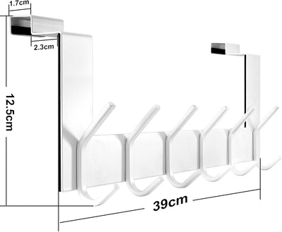 WEBI Türgarderobe mit 6 Haken,Türhaken zum Einhängen,Türaufhänger,Kleiderhaken Tür,Haken Tür,Türhake
