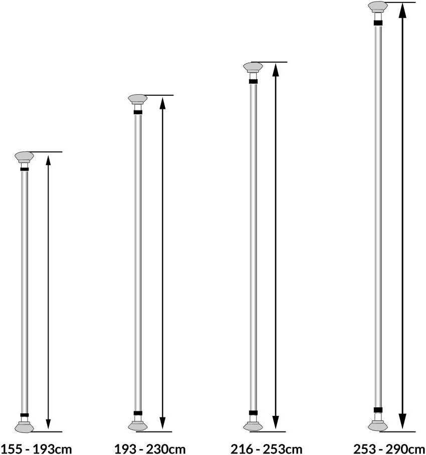 Deuba® Teleskop Duschablage ohne Bohren 4 Ablagen 155-290 cm höhenverstellbar Edelstahl weiss Duschr