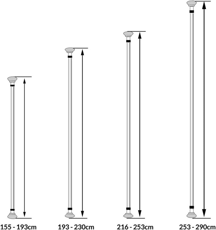 Deuba® Teleskop Duschablage ohne Bohren 4 Ablagen 155-290 cm höhenverstellbar Edelstahl weiss Duschr