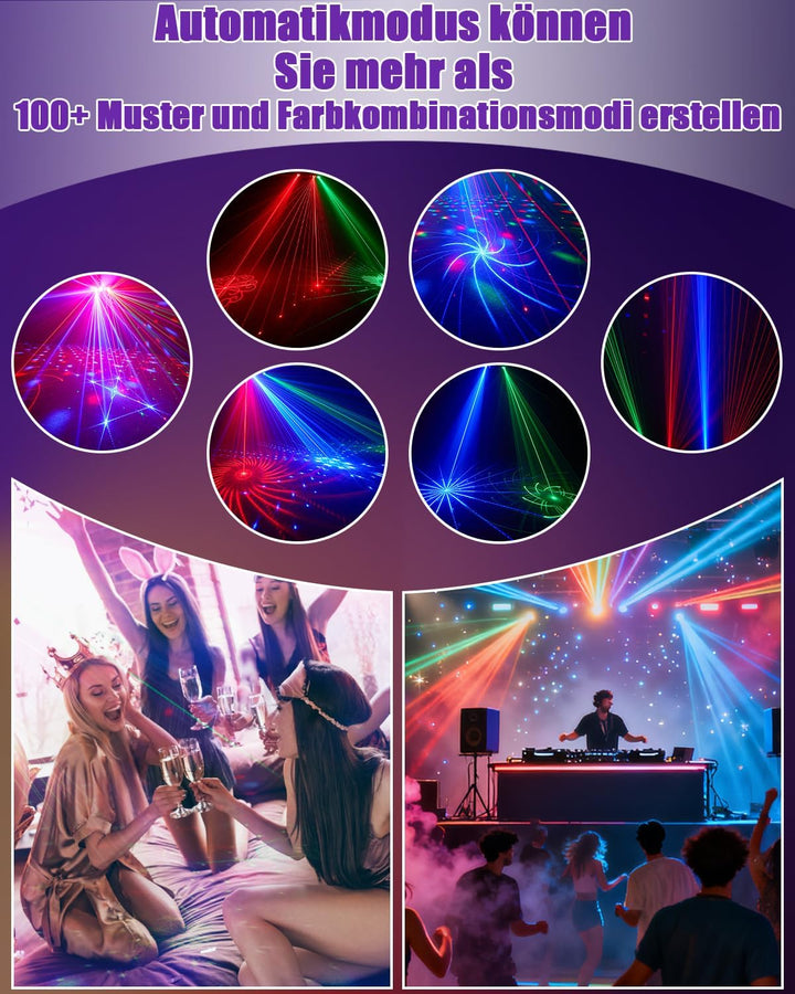 Discolicht Partylicht LED Fünf-in-Eins-Lichteffekt,Musik-Disco-Party-Bühnenlichter mit Blinkeffekt u