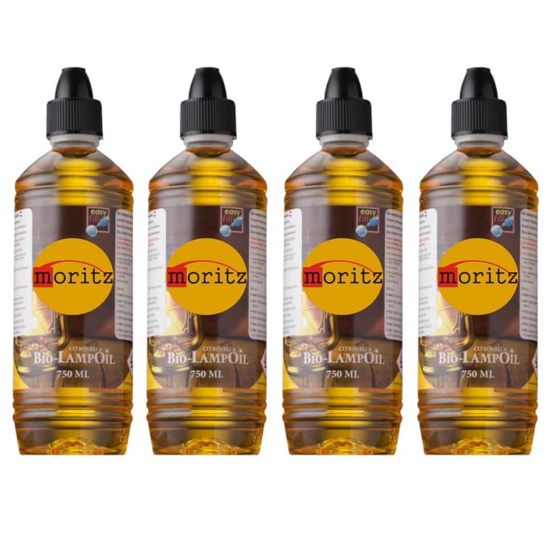 4 x 750 ml Moritz Lampenöl Citronella für Fackeln Öllampen Sturmlaternen Wandfackeln