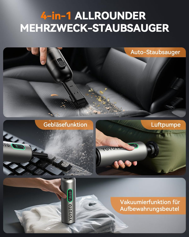 Akku-Autostaubsauger mit hoher Leistung Hellgrau