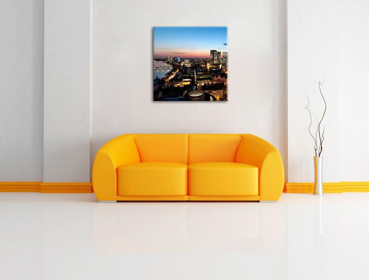 Frankfurt Skyline, Format: 70x70 auf Leinwand, XXL riesige Bilder fertig gerahmt mit Keilrahmen, Kun