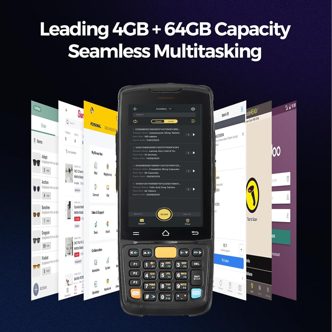 MUNBYN Android Barcode Scanner MC005, Android 14, 4GB+64GB PDA Handheld, ausgestattet mit HS7 1D & 2