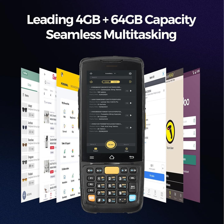 MUNBYN Android Barcode Scanner MC005, Android 14, 4GB+64GB PDA Handheld, ausgestattet mit HS7 1D & 2
