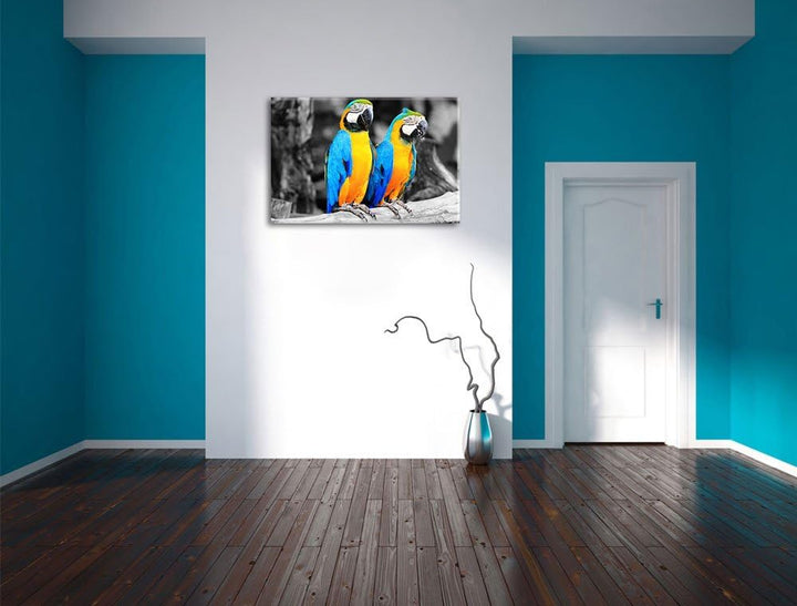 Zwei Papageien als Leinwandbild/Grösse: 100x70 / Wandbild/Kunstdruck/fertig bespannt, 100x70