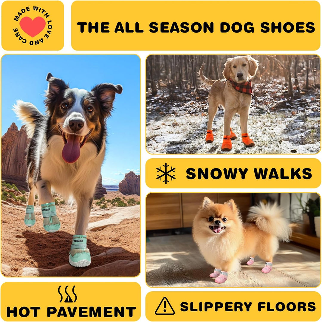 Hcpet Pfotenschutz Hundestiefel, Hundeschuhe Hundeschuhe mit reflektierenden Riemen, Welpenschuhe fü