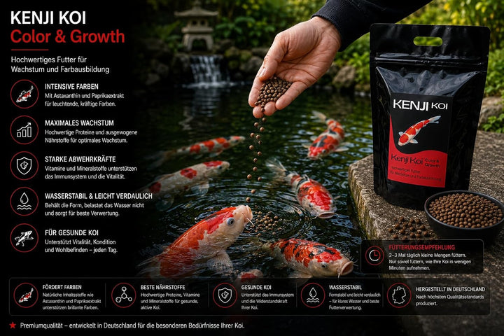 KENJI KOI Color & Growth 5kg 3mm Farbfutter & Wachstumsfutter High Growth & Color Koifutter Teichfis