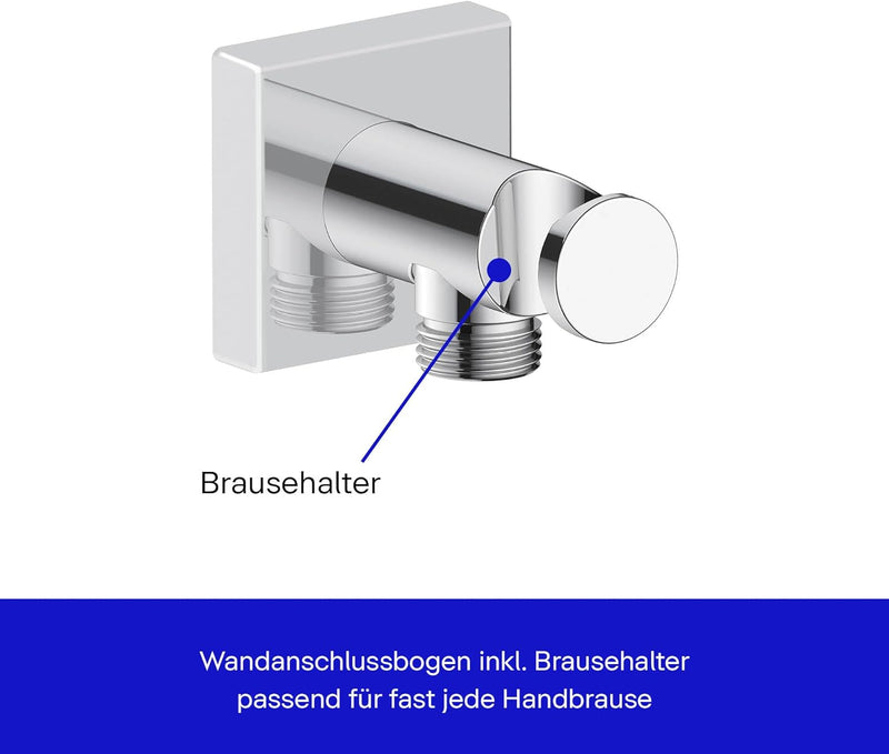 Duravit Universal Wandanschlussbogen, Schlauchanschluss inkl. Brausehalterung, Brauseanschlussbogen