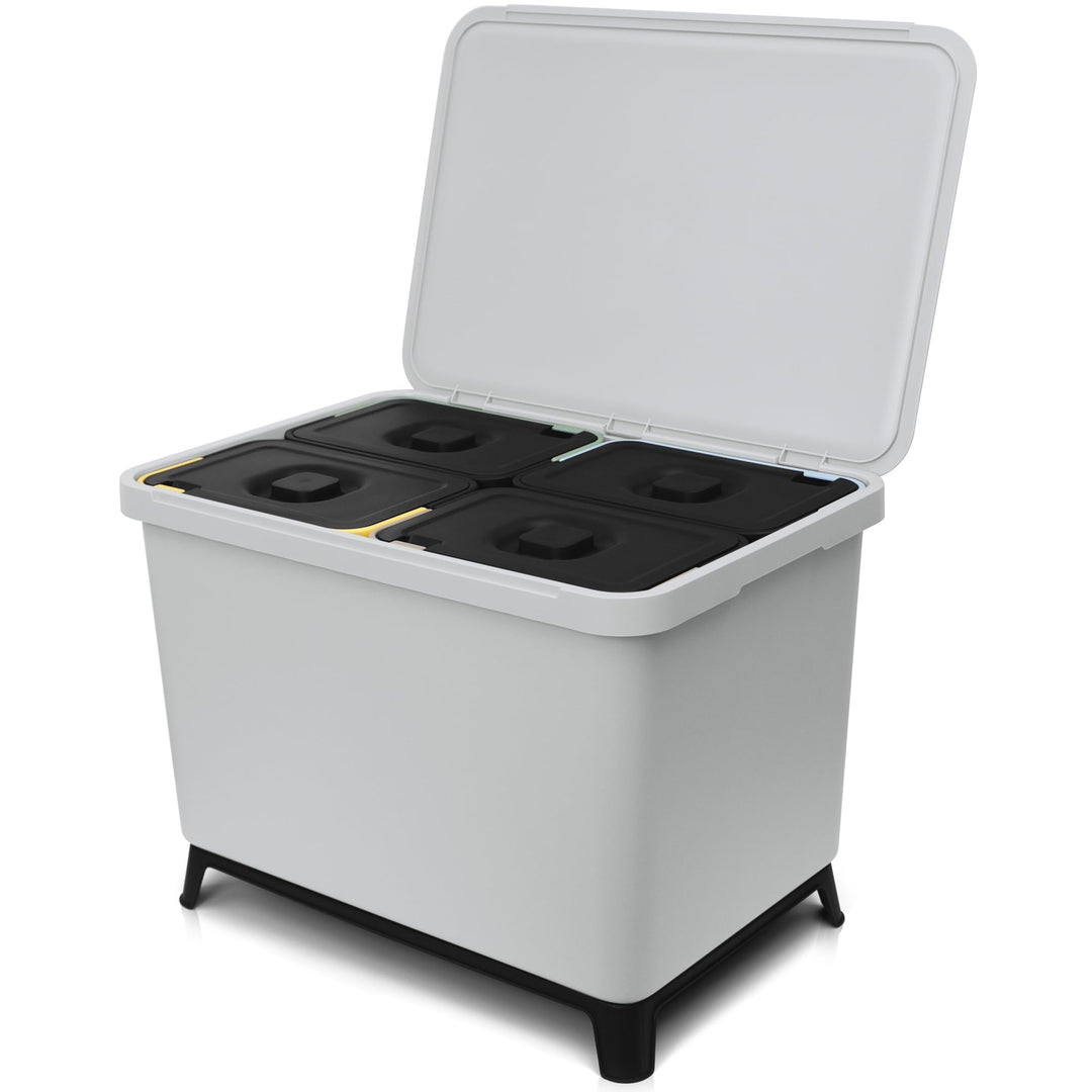 YourCasa Mülleimer Küche 4 Fächer [40L] im exklusiven Design - Mülltrennsystem mit Deckel und Fuss -