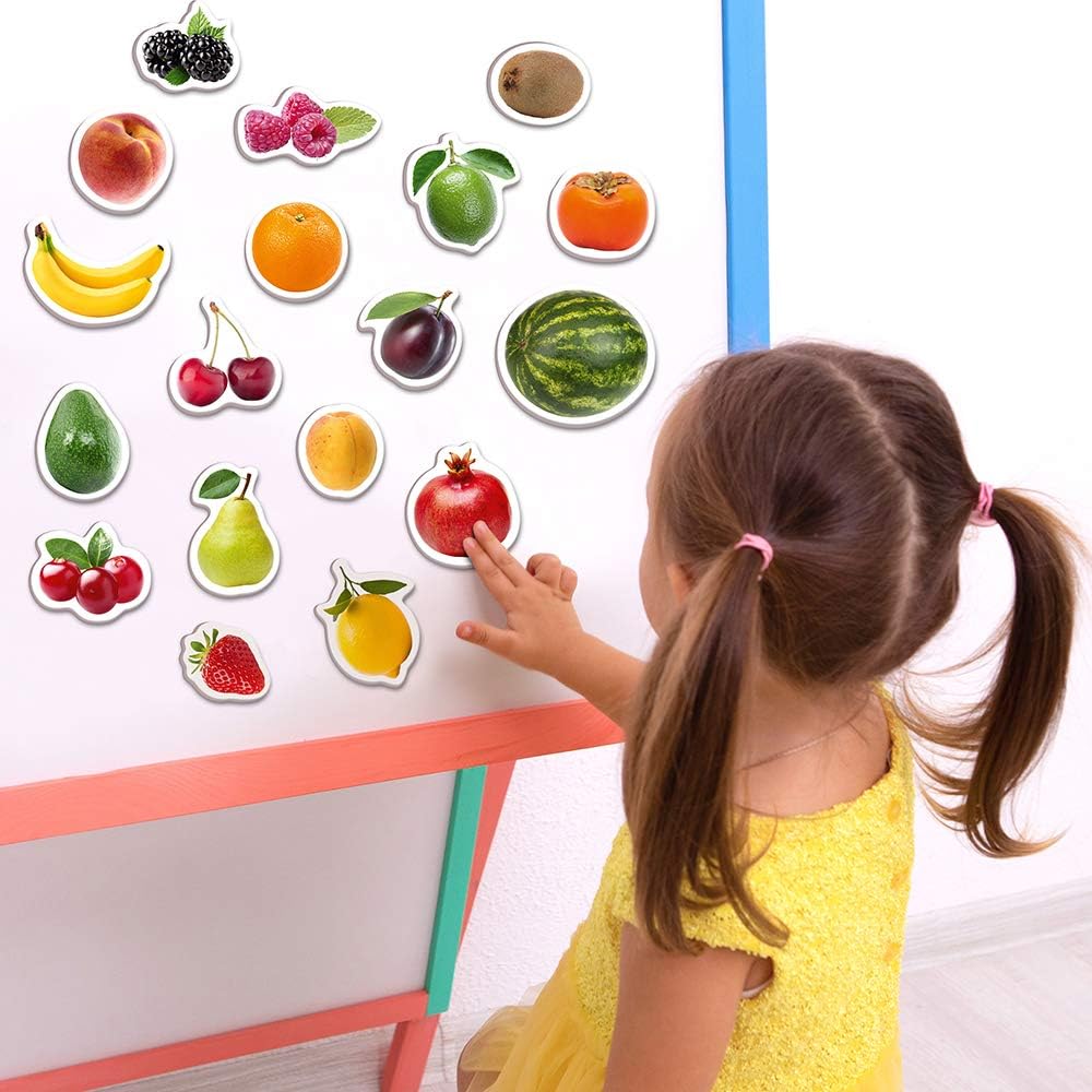 magdum 85 Kinder Magnete Zoo + BAUERNHOFTIERE + Obst + GEMÜSE Foto Magnete Kinder für magnettafel -