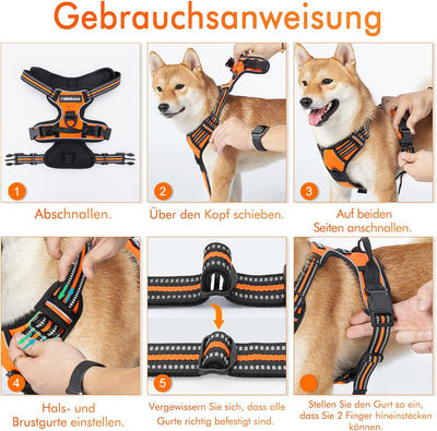 rabbitgoo Hundegeschirr Mittelgrosse Hunde Anti Zug Geschirr Hund mit Kontrolle No Pull Verstellbar