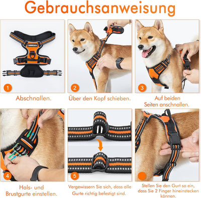 rabbitgoo Hundegeschirr Mittelgrosse Hunde Anti Zug Geschirr Hund mit Kontrolle No Pull Verstellbar