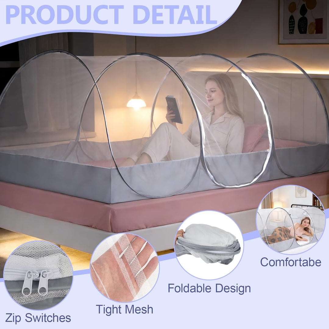 BigKing Reise Moskitonetz Bett, Moskitonetz Pop Up – Leichtes, Falbbares Mückennetz für Camping, Rei