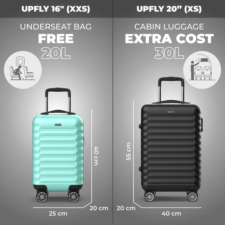 NUMADA - Reisekoffer Kabine 40 x 25 x 20 cm (20 l) Upfly Underseat 16 XXS mit abnehmbaren Rädern, Ka