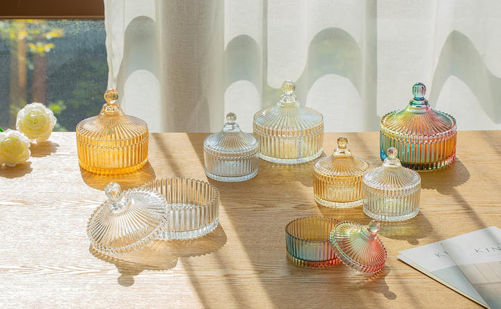 Süsse Gläser mit Deckel Vintage Glasgefässe Kleine + grosse Vorratsgläser für Süssigkeiten, Schokola