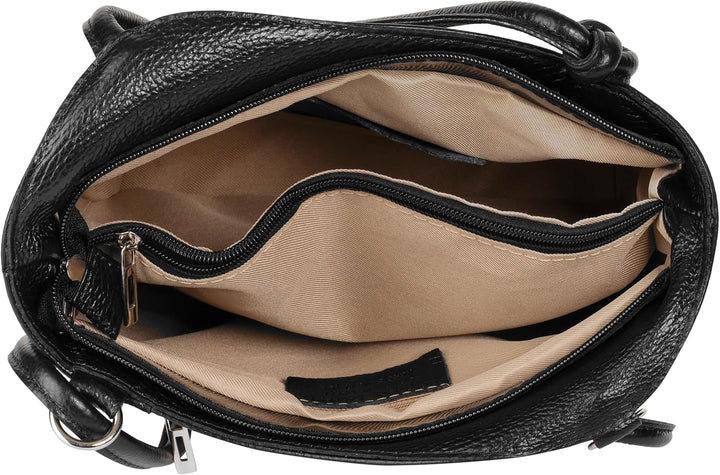 Shopper Rucksack Kombination Echt Leder Damen Made in Italy | 2in1 Handtasche | wandelbare Umhängeta