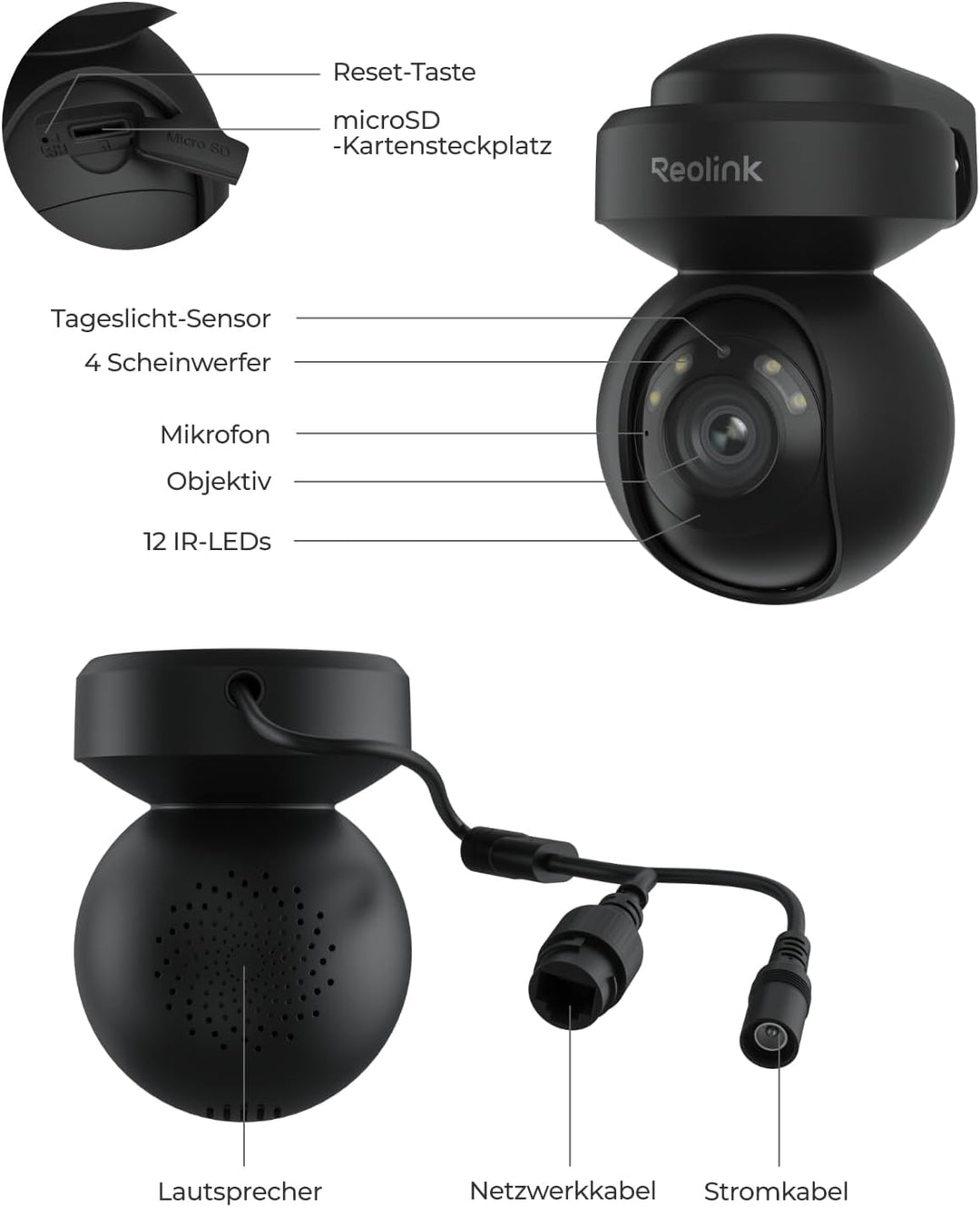 Reolink 4K PTZ Überwachungskamera Aussen WLAN, 3X Optischem Zoom, Auto-Tracking, 2,4/5GHz Wi-Fi, Per