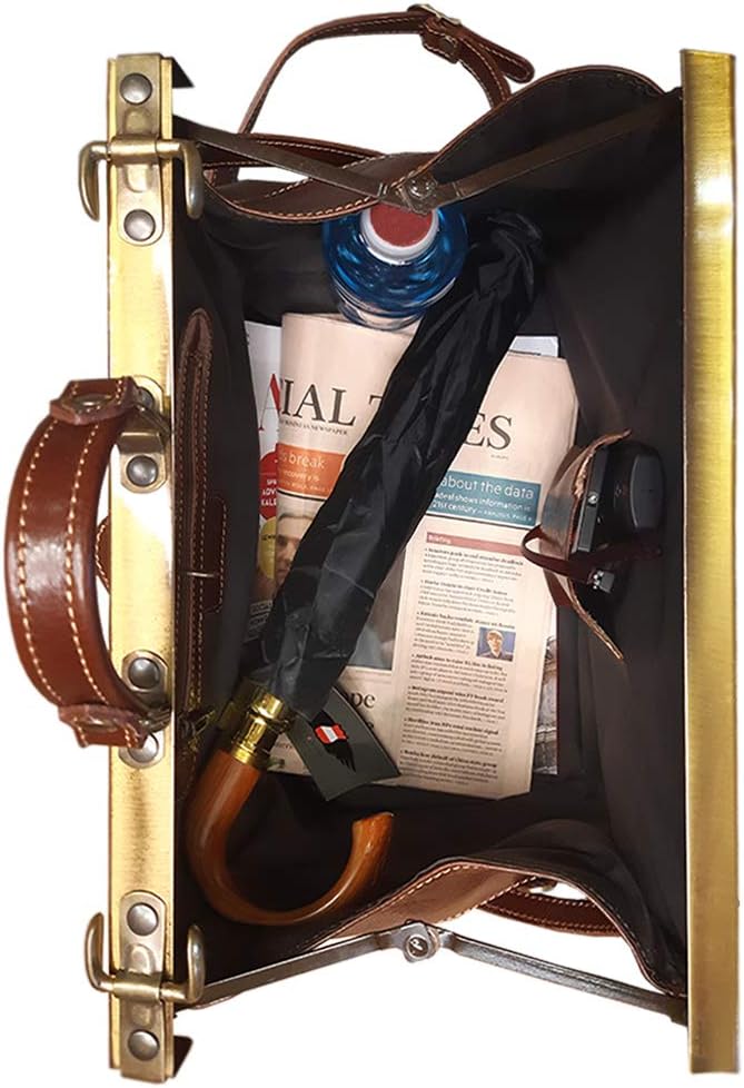 Leder Arzttasche Doktortasche Hebammentasche, Marrone (ML)