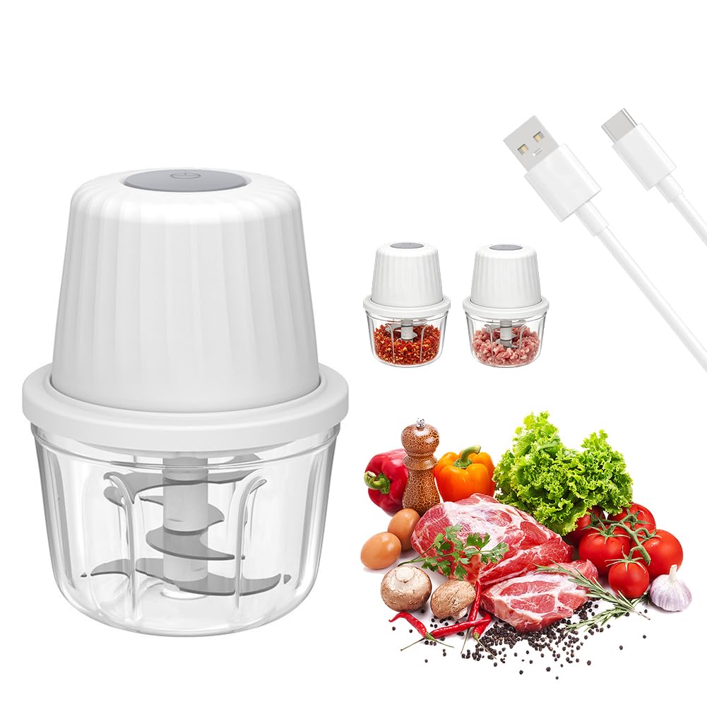 Elektrischer Küchenzerkleinerer, 400 ml Zwiebel Zerkleinerer, Mit USB-Aufladung, Gemüsezerkleinerer,