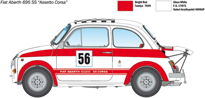 Italeri 4705S FIAT 4705-1:12 Abarth 695 SS/Assetto Corsa, Modellbau, Bausatz, Standmodellbau, unlack